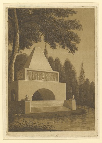 湖畔の公園にある寺院のモニュメント。 作： Peter Speeth