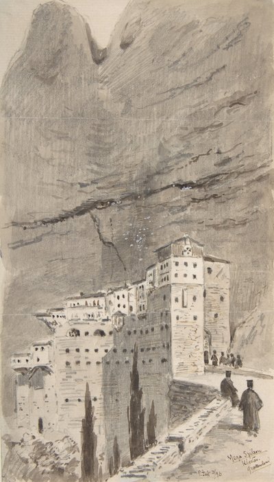 メガ スピレオン修道院、ギリシャ、1896 年。 作： Peter Toft