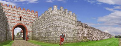 シルチェスター ローマ城壁の南門、c3 世紀、c1990-2010 作： Peter Urmston