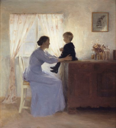 インテリアの中の母と子 作： Peter Vilhelm Ilsted