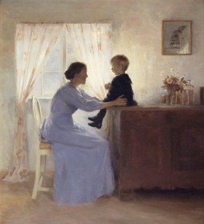インテリアの中の母と子 作： Peter Vilhelm Ilsted