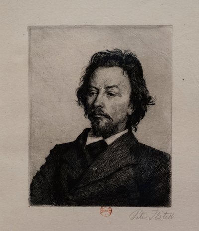 ヴィルヘルム・ハマーショイの肖像」1899年頃（銅版画 作： Peter Vilhelm Ilsted