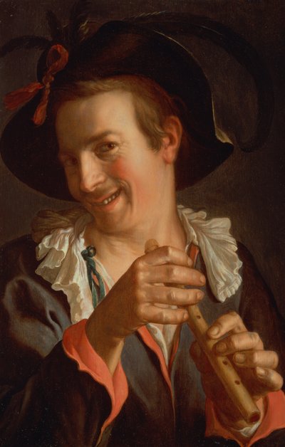 フルートを握る道化師、1623年（パネル） 作： Peter Wtewael