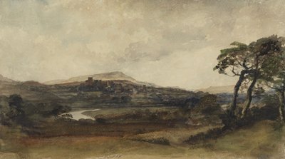 ヨークシャー、ミドルハム（紙にボディカラーを使用したグラファイト上の水彩画） 作： Peter de Wint