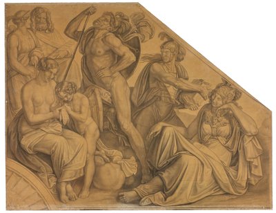Aphrodite und Ares von Diomedes verwundet. Karton zu den Deckenbildern der Münchner Glyptothek 作： ピーター・フォン・コーネリアス