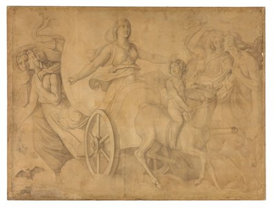 Der Abend (Der Wagen der Artemis). Karton zu den Deckenbildern der Münchner Glyptothek 作： ピーター・フォン・コーネリアス