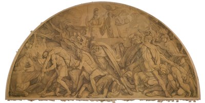 Der Kampf um den Leichnam des Patroklos, Bogenfeld. Karton zu den Deckenbildern der Münchner Glyptothek 作： ピーター・フォン・コーネリアス