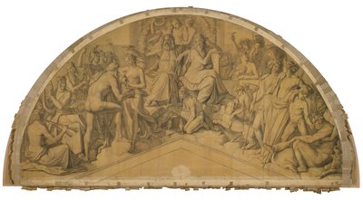 Die Aufnahme des Herakles in den Olymp, Bogenfeld. Karton zu den Deckenbildern der Münchner Glyptothek 作： ピーター・フォン・コーネリアス
