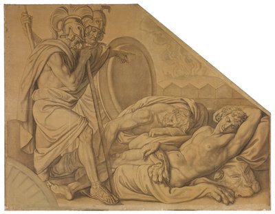 Nestor und Agamemnon wecken Diomedes. Karton zu den Deckenbildern der Münchner Glyptothek 作： ピーター・フォン・コーネリアス