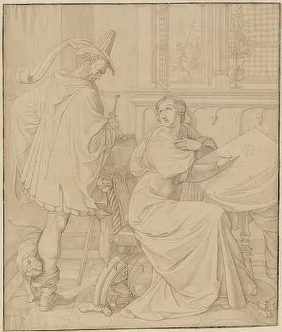 ニーベルングの7つの絵：3.ハーゲンの裏切り。 1812-17 作： Peter von Cornelius
