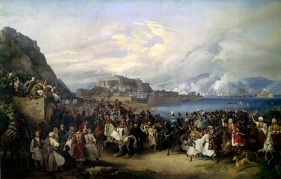 オットン王子（1815-1867） バヴィエール家のルイ1世の息子は、1833年2月6日にナフプリオで討伐され、ギリシャ王となる ペーター・フォン・ヘス（1792-1871）（ec.all.）による絵画 1835年 Sun.2,73 X 4,16 m ミュンヘン。Neue Pinakothek. 作： Peter von Hess