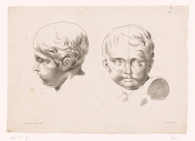 2 つの子供の頭 自然からの描画の原則、パート 5 (シリーズ タイトル) Vème Cahier De Principes Dessiné d