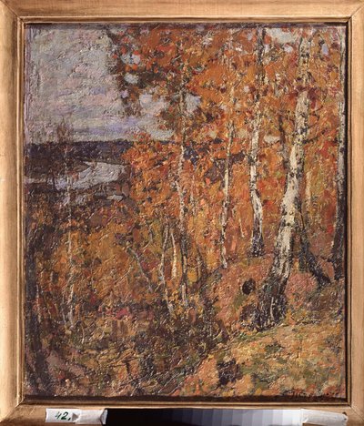 秋のエレジー。 Pyotr Ivanovich Petrovichev（Pyotr Petrovichev）（1874-1947）による絵画、キャンバスに油彩 作： Petr Ivanovic Petrovichev