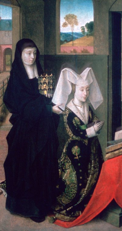 ポルトガルのイザベルと聖エリザベス、1457-1460 作： Petrus Christus