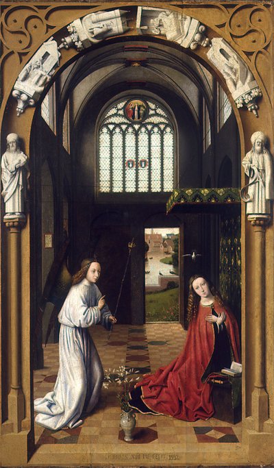 受胎告知、1452年。 作： Petrus Christus