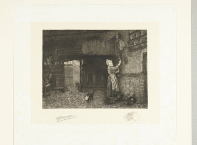 掛け時計を巻く女性 作： Petrus Johannes Arendzen