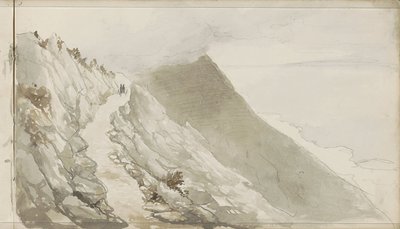 岩だらけの海岸沿いの小道にいる人影 作： Petrus Johannes Schotel