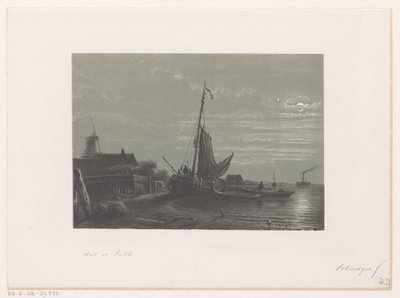 月光による乾燥した土地の帆船 作： Petrus Paulus Schiedges (I)
