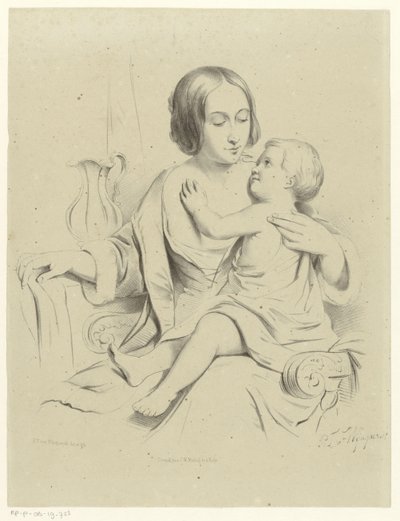 膝の上に子供を持つ母親 作： Petrus Theodorus van Wijngaerdt