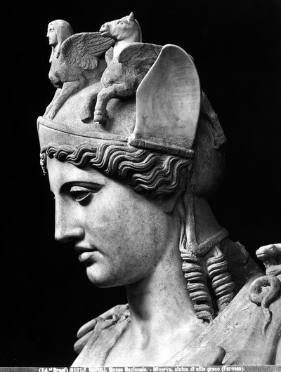 アテナ・ファルネーゼの顔の詳細、フィディアス派のブロンズ像のローマ帝国版コピー 作： Phidias (school of) (after)