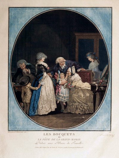 1788 年の祖母の名前の日、おめでとうございます。 作： Philibert Louis Debucourt