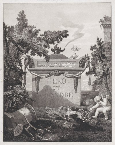 英雄とリアンダーの口絵、1801年。 作： Philibert Louis Debucourt