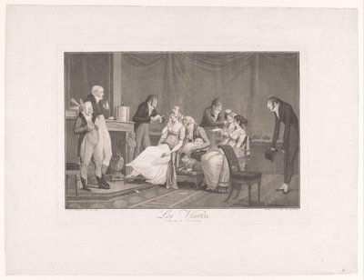 インテリアの若い女性と男性の会社 Les Visites (オブジェクトのタイトル) 作： Philibert Louis Debucourt