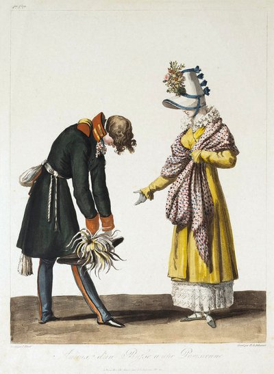パリの女性とロシアの将校の別れ、1816年。 作： Philibert Louis Debucourt
