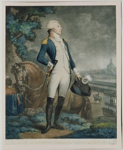 ラファイエット侯爵（1757-1834年）の国家警備隊指揮官の肖像、1790年 作： Philibert Louis Debucourt
