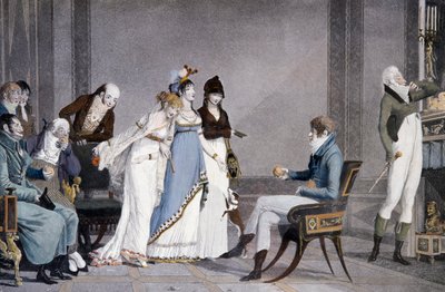 ルイ＝フィリップール・ドゥビュクール（1755-1832）作「オレンジ」、アクアチント、エトルリア風ディレクトワール様式の家具がある場面、フランス 作： Philibert Louis Debucourt