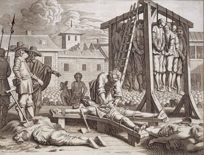 絞首刑と拷問、パブ。 1672年。 作： Philip Baldaeus