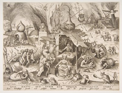 七つの大罪シリーズ、1558年のAvarice Avaritia。 作： Philip Galle