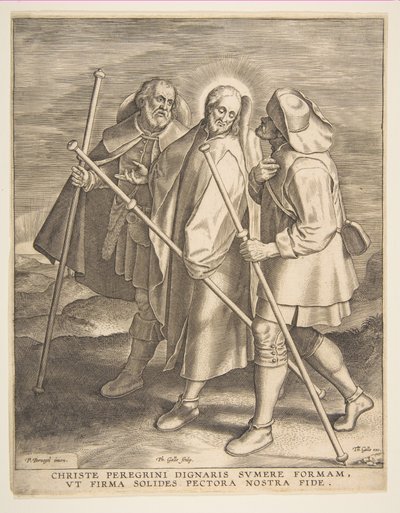 1571年、エマオへの道にあるキリストと弟子たち。 作： Philip Galle