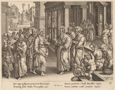 聖パウロは魔術師に異議を唱える 作： Philip Galle after Jan van der Straet