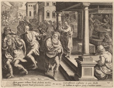悪霊を追い出す聖パウロ 作： Philip Galle after Jan van der Straet