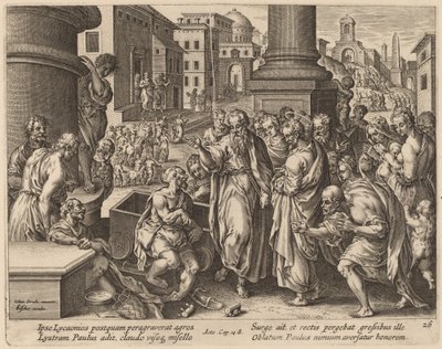 聖パウロはリストラで足の不自由な人を癒す 作： Philip Galle after Jan van der Straet