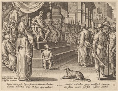 フェストゥスとアグリッパの前の聖パウロ 作： Philip Galle after Jan van der Straet