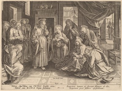 上の部屋での使徒たちと女性たちの集会 作： Philip Galle after Jan van der Straet