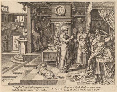 聖ペテロによるエネアスの癒し 作： Philip Galle after Maerten van Heemskerck