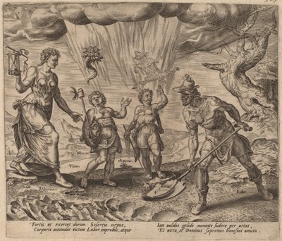 勤勉な労働者に食物と衣服を与える主 作： Philip Galle after Maerten van Heemskerck