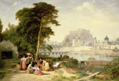ザルツブルク市、大司教の岩の上の宮殿 作： Philip Hutchins Rogers