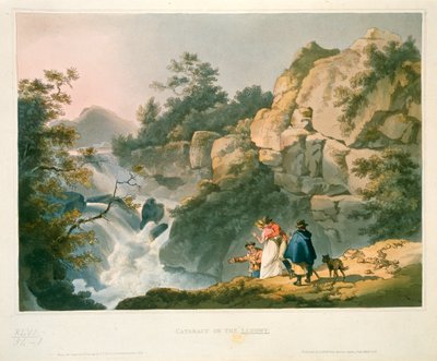 リュグウィ川の滝、白内障を見る観光客 作： Philip James de Loutherbourg
