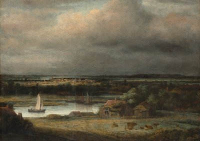 広い川の風景、カリフォルニア州。 1648-49。 作： Philip Koninck