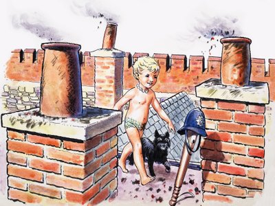 チャールズ・キングズレー作「The Water Babies」より "Baby on the Roof"（グワッシュ、紙） 作： フィリップ・メンドーサ