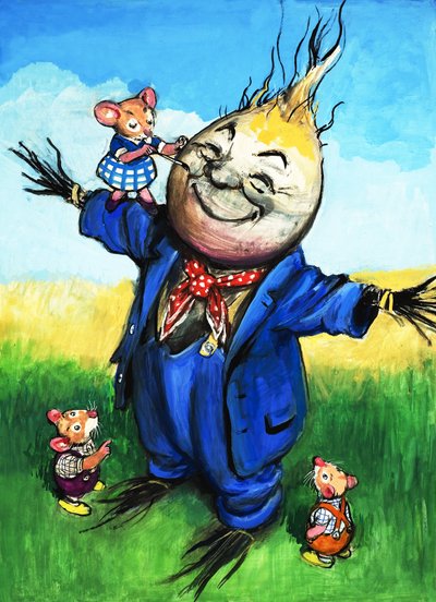 町のネズミと田舎のネズミ（紙にガッシュ） 作： フィリップ・メンドーサ