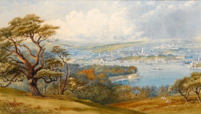 マウントエッジコムパークのデボンポートとストーンブリッジ、1880年（紙にトイレ） 作： Philip Mitchell