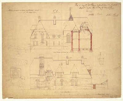 レッドハウスの標高、ベクスレーヒース（ペンとインク、紙のトイレ） 作： Philip Webb