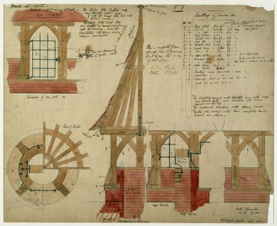 レッドハウスの計画、ベクスリーヒース（ペンとインク、紙のトイレ） 作： Philip Webb