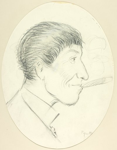 葉巻を吸う男のプロフィール 作： Philip William May