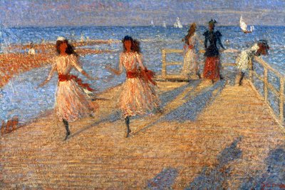 ガールズランニング、ウォルバーズウィックピア、1888-1894 作： Philip Wilson Steer